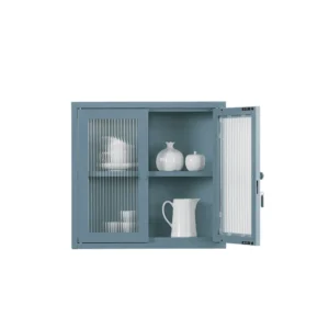 Ribbed Glass Door Cabinet Color Slate Gray
